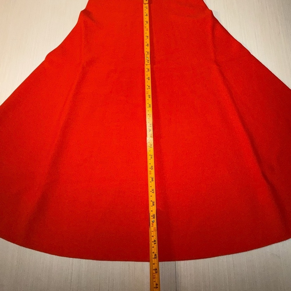 French Connection Miami Orange Knit V Neck Fit Flare Midi Dress NEW S - Picture 13 of 14